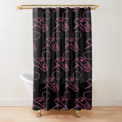 Saiki Black And Pink Pattern Shower Curtain
