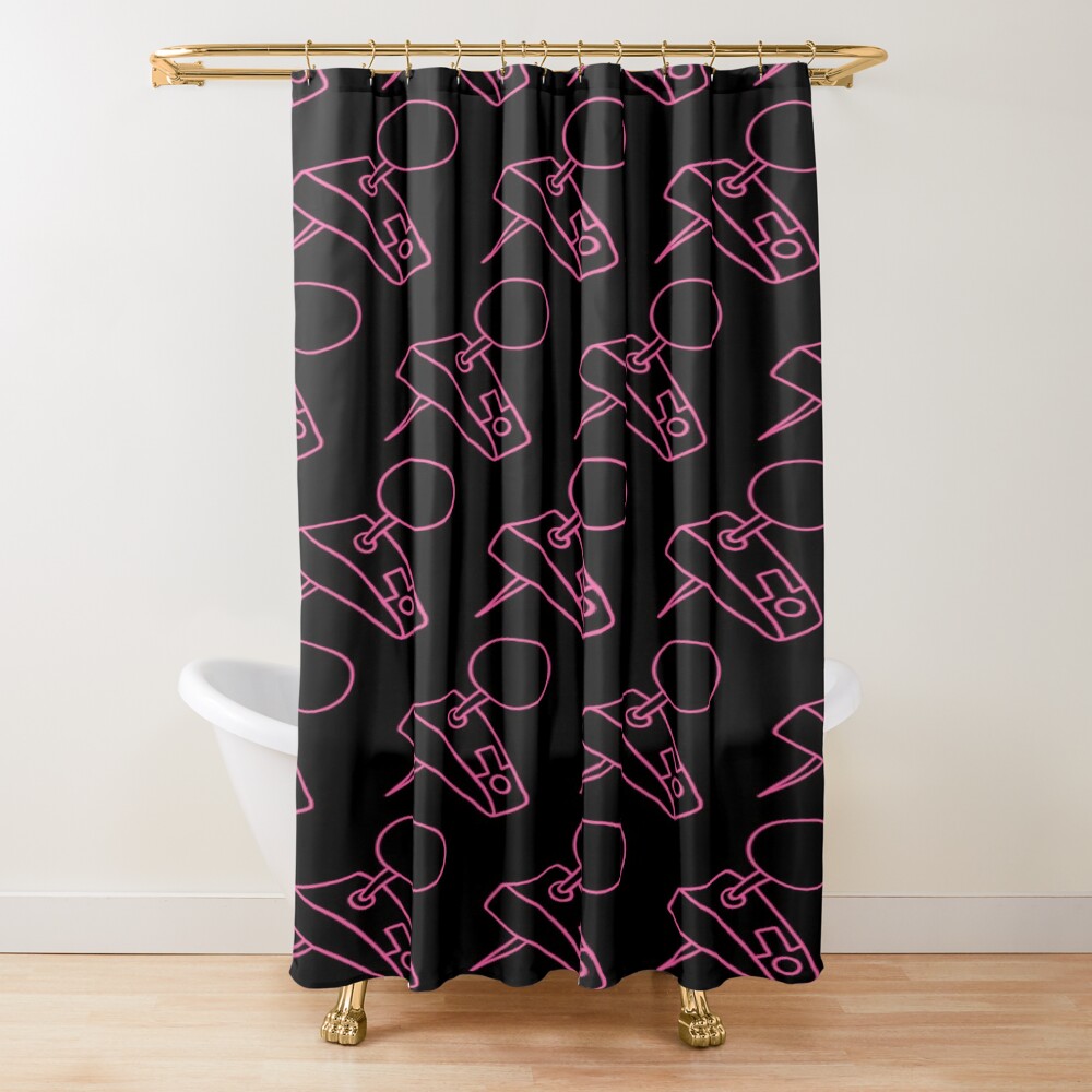 Saiki Black And Pink Pattern Shower Curtain