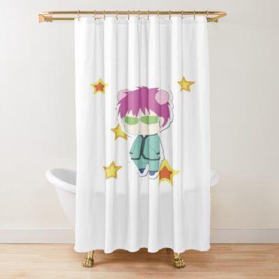 Saiki K Cute Illustration With Stars Shower Curtain