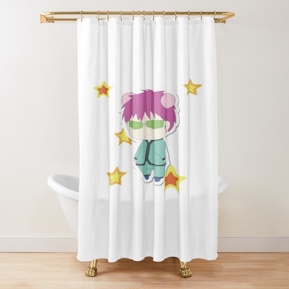 Saiki K Cute Illustration With Stars Shower Curtain