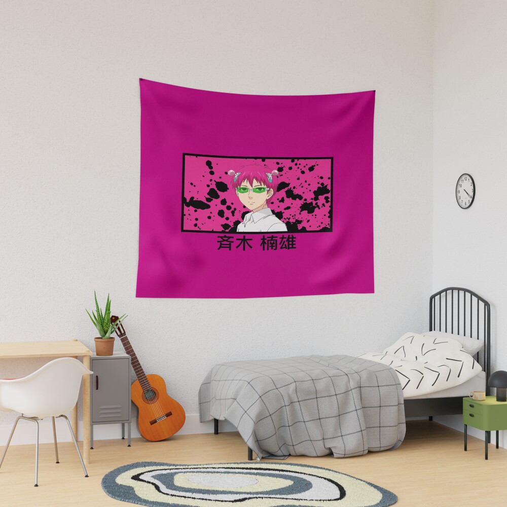 Saiki K Pink Design Tapestry