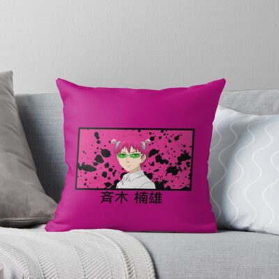 Saiki K Pink Design Throw Pillow